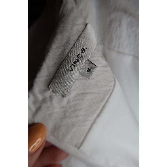 Vince White Linen Midi Dress size M Sleeveless Tie Waist Sweetheart Neckline - Picture 5 of 5